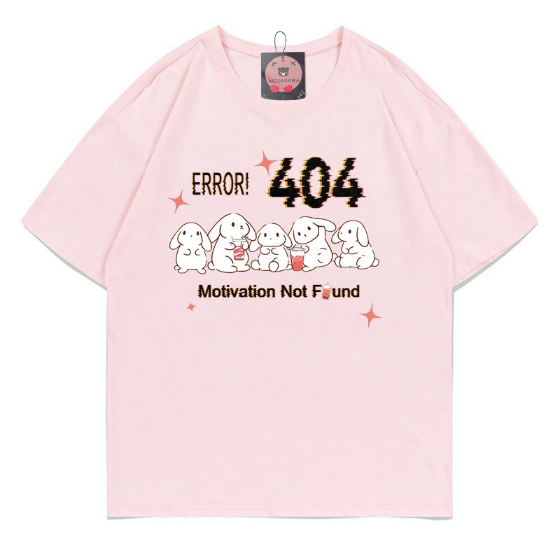 ERROR 404 MOTIVATION NICHT GEFUNDEN Hasendruck 100% Baumwolle Modakawa T-Shirt - Pink - 5XL - image 1