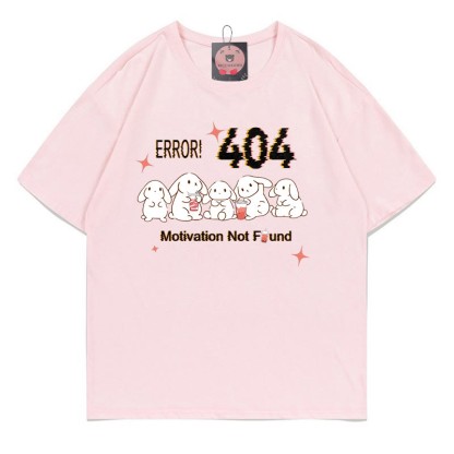 ERROR 404 MOTIVATION NICHT GEFUNDEN Hasendruck 100% Baumwolle Modakawa T-Shirt - Pink - 5XL - image 1