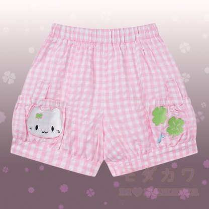 Polka Dot Cat Graphic One Shoulder T-Shirt Kitty Gingham Shorts Modakawa Matching Outfit - Pinke Shorts - L - image 6