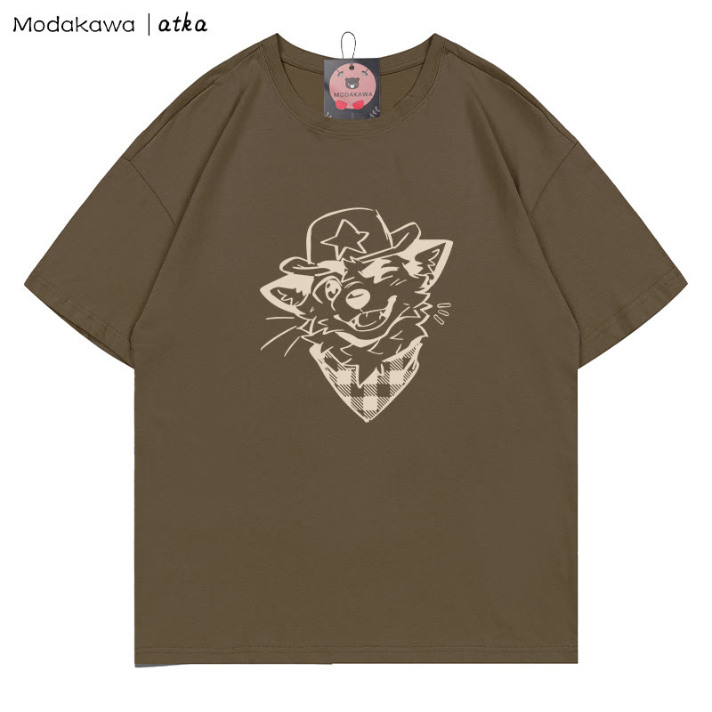MODAKAWA X atka Cowboy Fox Winking Graphic T-Shirt - Brown - 5XL - image 5