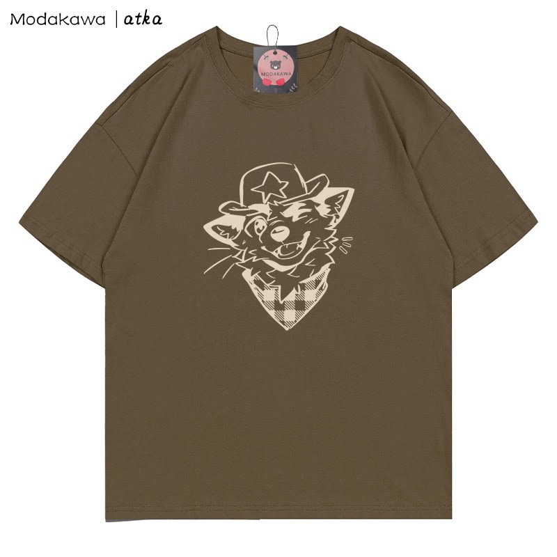 MODAKAWA X atka Cowboy Fox Winking Graphic T-Shirt - Brown - 5XL - image 5