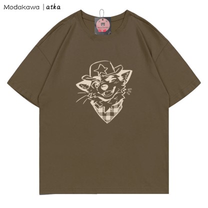 MODAKAWA X atka Cowboy Fox Winking Graphic T-Shirt - Brown - 5XL - image 5