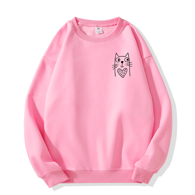Sweatshirt mit Katzenmotiv und Rundhalsausschnitt - Pink - 5XL - image 6