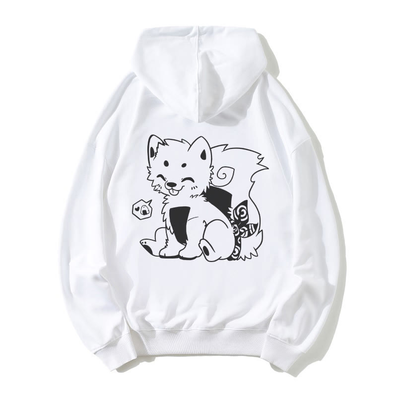 Lockerer Hoodie mit Onigiri-Welpen-Grafik - White - 5XL - image 4
