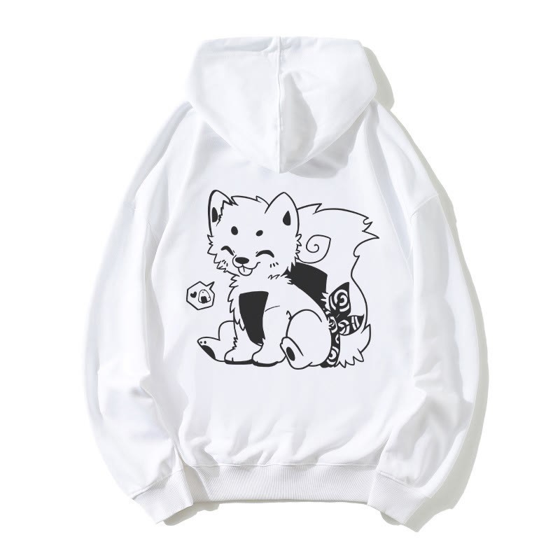 Lockerer Hoodie mit Onigiri-Welpen-Grafik - White - 5XL - image 4