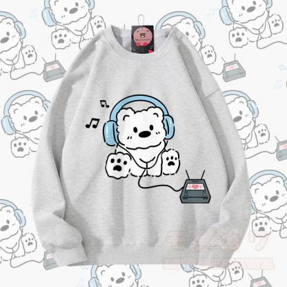 MODAKAWA Kopfhörer Bär Grafik Partner-Sweatshirt Unisex - Grau - 5XL - image 4