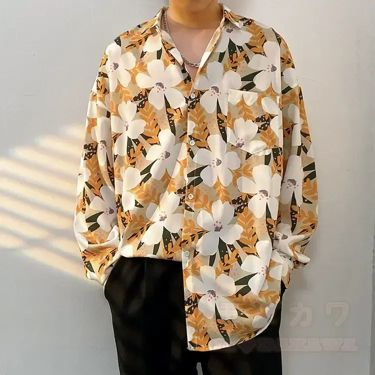 Herren-Langarmhemd mit Vintage-Print und Knopfleiste - Mehrfarbig V - 3XL - image 23