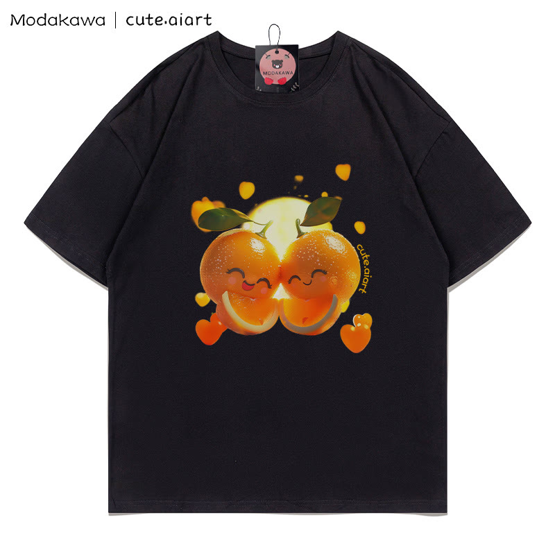 T-Shirt mit dem Aufdruck „Zwei kuschelnde Orangen“ - Black - 5XL - image 5