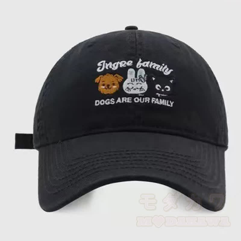 Kawaii-Tierstickerei, verstellbare Baseballkappe für den Alltag, lässig - Schwarz - One Size - image 5