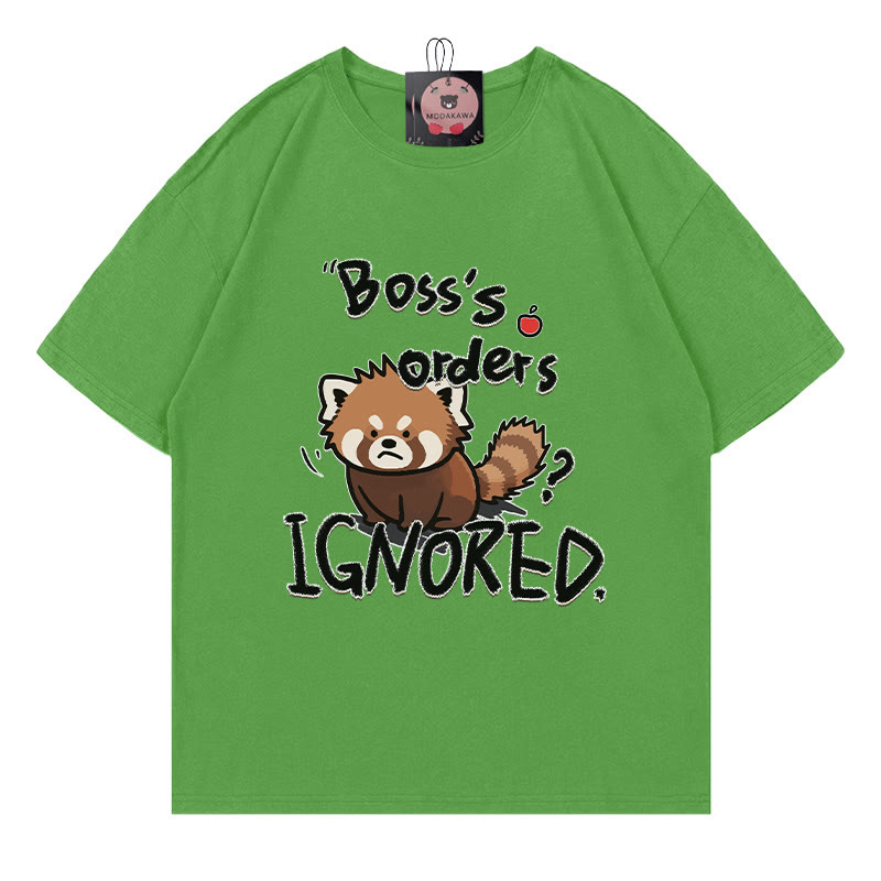 BOSS'S ORDERS IGNORED – Modakawa-T-Shirt mit rotem Panda-Buchstabenprint - Green - 5XL - image 4