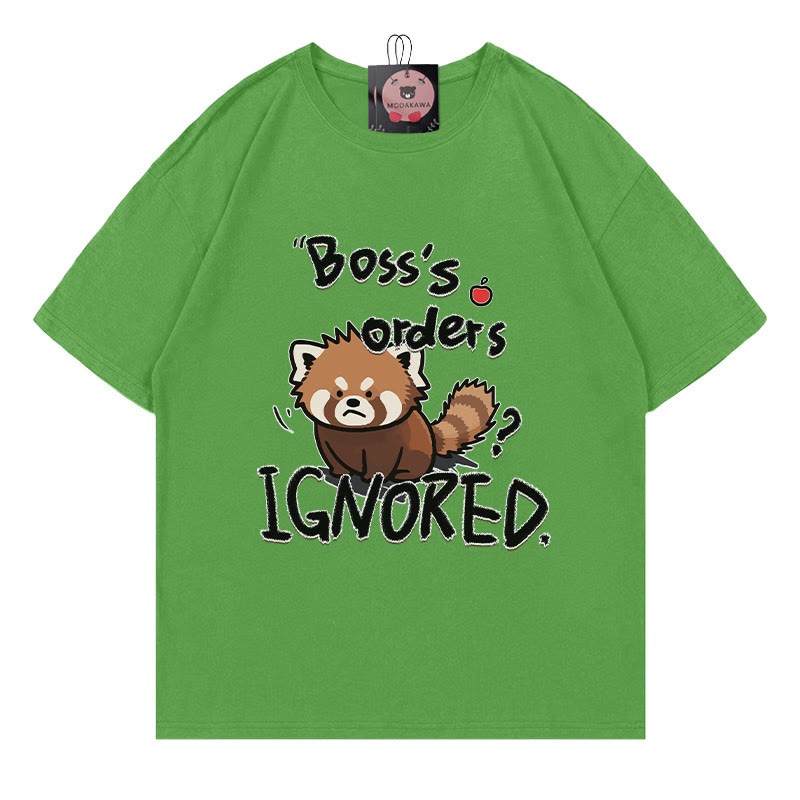 BOSS'S ORDERS IGNORED – Modakawa-T-Shirt mit rotem Panda-Buchstabenprint - Green - 5XL - image 4