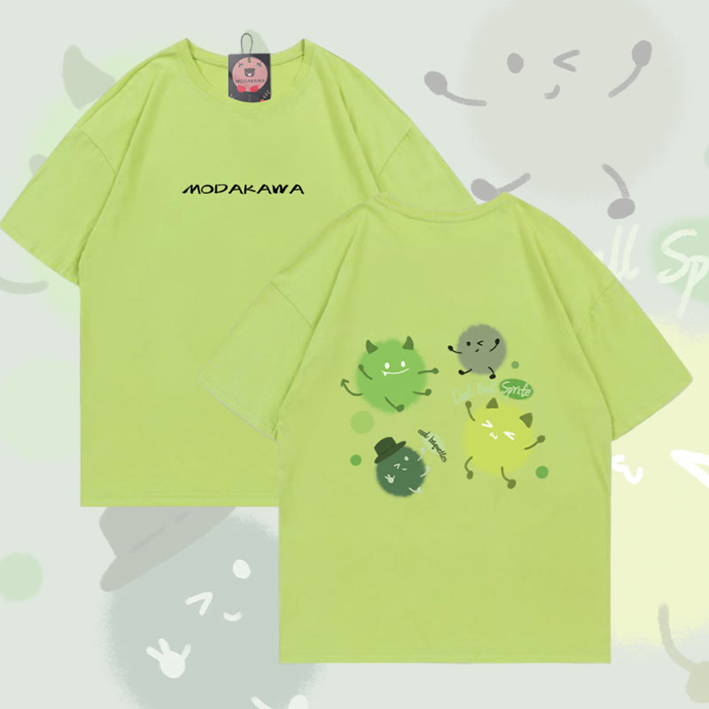 Niedliches Modakawa Baumwoll-T-Shirt mit Keim-Grafik - Green - 5XL - image 2