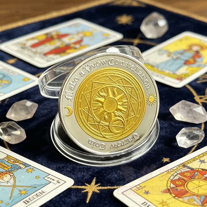 Tarot-Sternzeichen-Münze Gold Silber Wahrsagerei Astrologie Geschenk - image 3