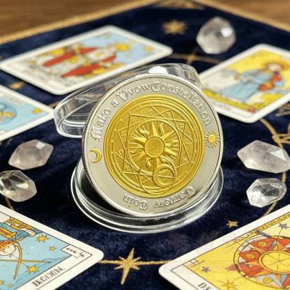 Tarot-Sternzeichen-Münze Gold Silber Wahrsagerei Astrologie Geschenk - image 3