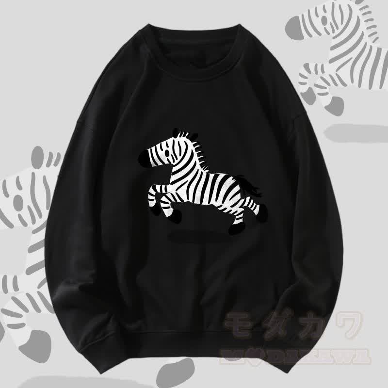 MODAKAWA Unisex-Sweatshirt mit Zebra-Laufmotiv - Schwarz - 5XL - image 4