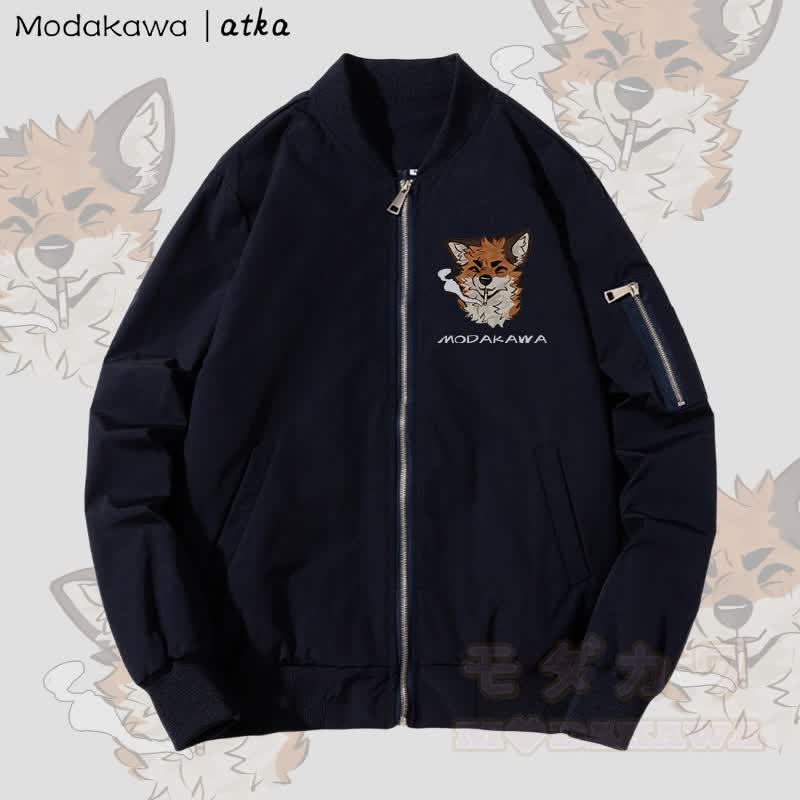 MODAKAWA X atka Fox Smoking Graphic Zip Up Outerwear Jacket - Verdickt - Purpurblau - 4XL - image 3
