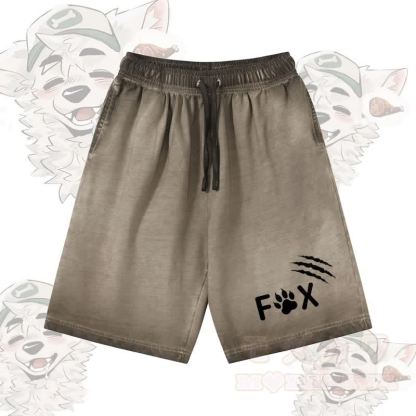 Modakawa Shorts aus 100 % Baumwolle mit Fuchspfoten-Motiv, Vintage-Waschung und Used-Look - Olivgrün - 5XL - image 3