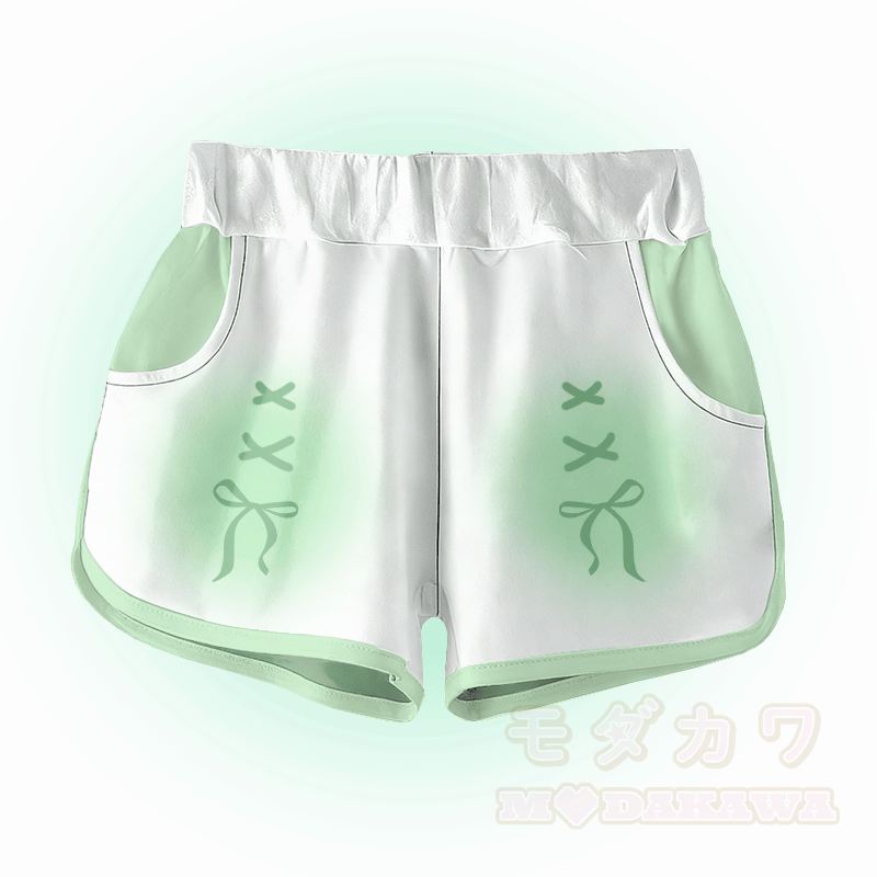 Modakawa Shorts mit Farbverlauf und Schleifengrafik - Grün - 5XL - image 3