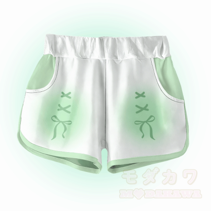 Modakawa Shorts mit Farbverlauf und Schleifengrafik - Grün - 5XL - image 3