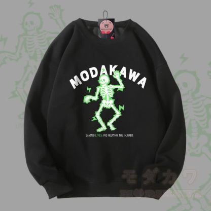 MODAKAWA Unisex-Sweatshirt mit elektrisiertem Totenkopf-Motiv - Schwarz - 5XL - image 8