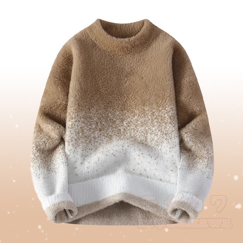 Zweiteiler: Farbverlauf-Strickpullover, flauschiger Cordanzug - Khakifarbener Pullover - 4XL - image 11