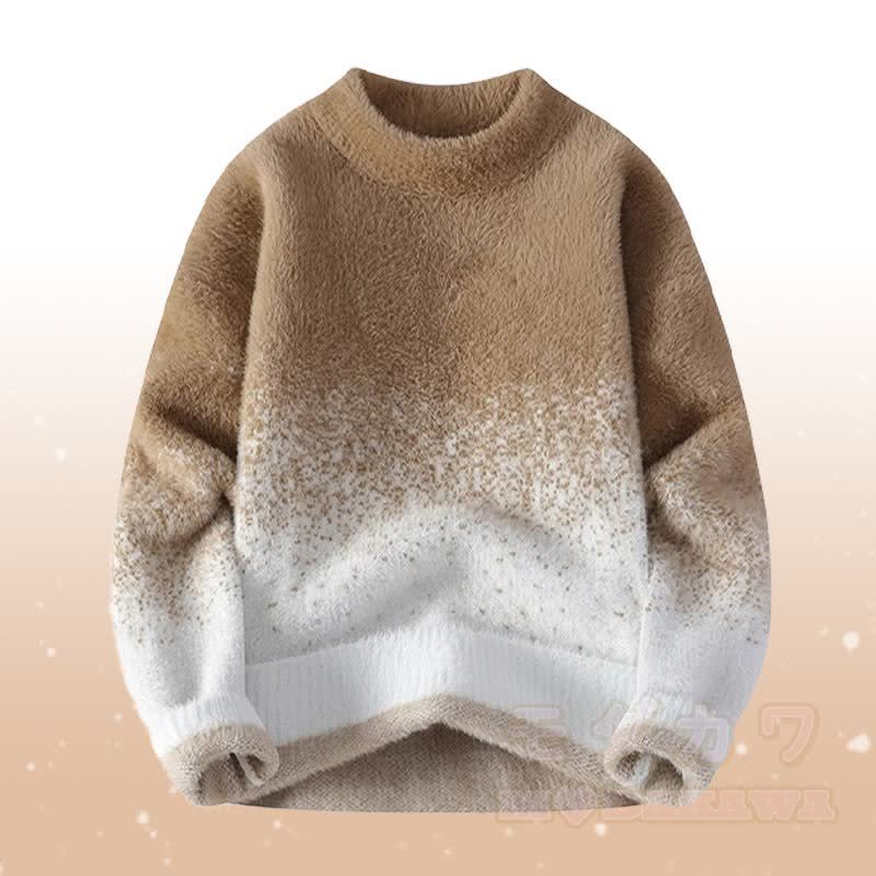 Zweiteiler: Farbverlauf-Strickpullover, flauschiger Cordanzug - Khakifarbener Pullover - 4XL - image 11