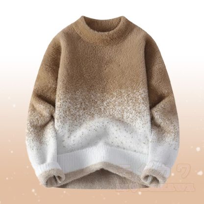 Zweiteiler: Farbverlauf-Strickpullover, flauschiger Cordanzug - Khakifarbener Pullover - 4XL - image 11