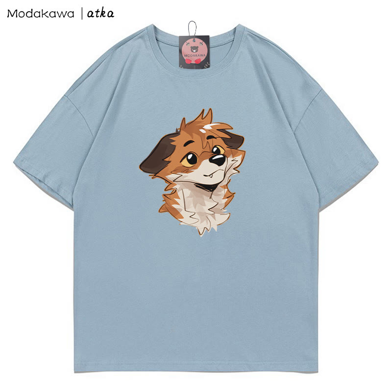 MODAKAWA X atka Anticipating Fox Grafik-T-Shirt - Dusty Blue - 5XL - image 8