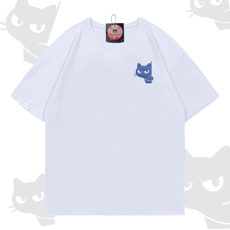 Modakawa-Baumwoll-T-Shirt mit Katzenstickerei - White - 5XL - image 5