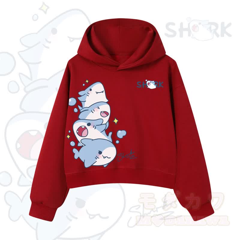 MODAKAWA X atka Niedlicher Hai-Grafik-Crop-Couche aus Baumwolle - Rot - 3XL - image 12