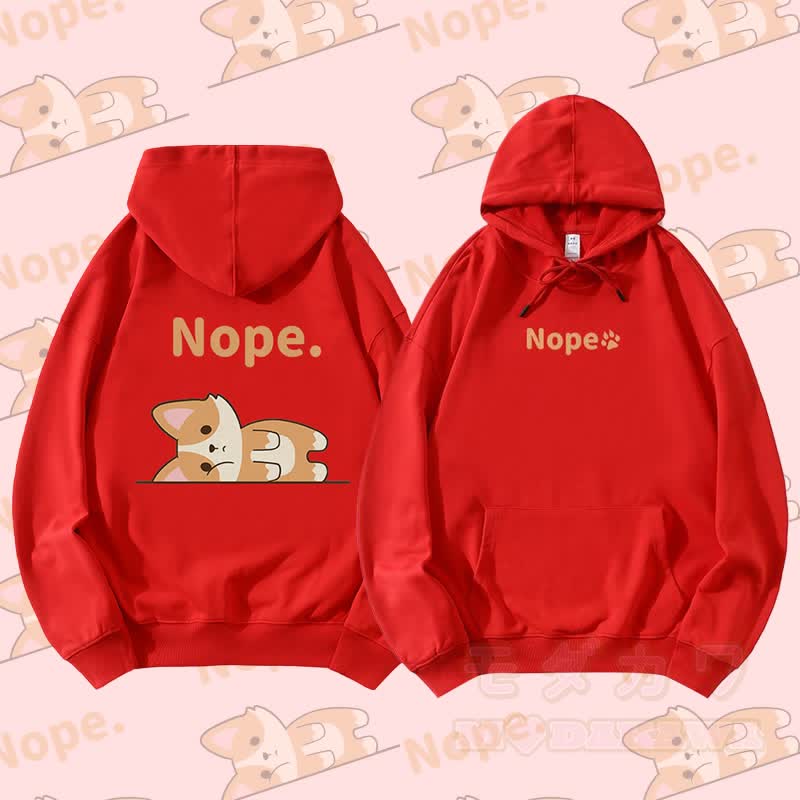 MODAKAWA Fox Lying Flat Graphic Streetwear Pullover Hoodie - Rot - 5XL - image 4