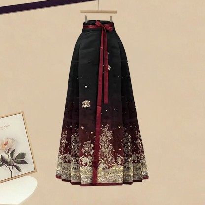 Strickkleid im Vintage-Stil, Rock mit Blumenmuster und Pferdegesicht, passendes Outfit - Skirt - XL - image 3