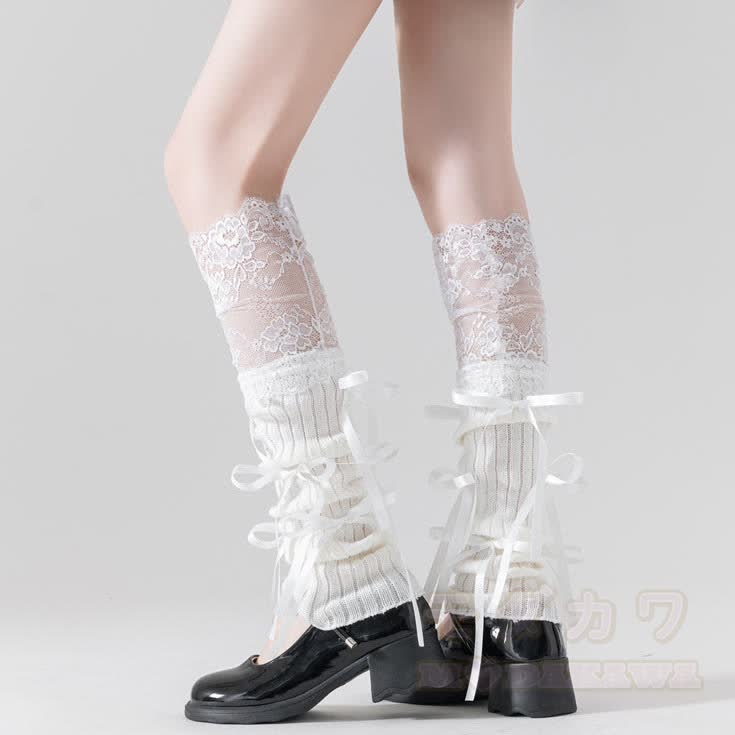 Lolita Sweet Ribbon Bow Lace Over the Knee Socken - image 4