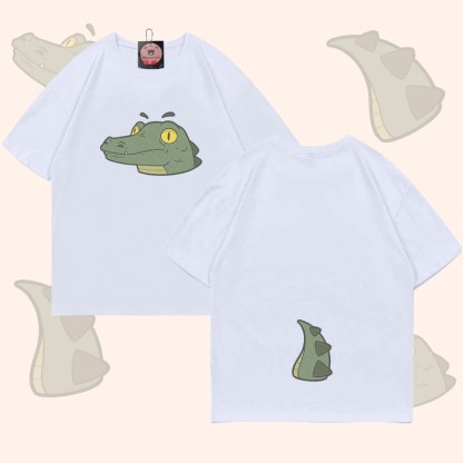 MODAKAWA T-Shirt mit Krokodilgesicht und -schwanz-Grafik - White - 5XL - image 3