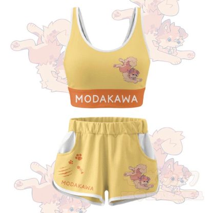 MODAKAWA X popipeko Niedliches Welpen-Grafik-Crop-Tanktop, Sporttop, Shorts, Bikini-Set - Gelbes Set - 5XL - image 13