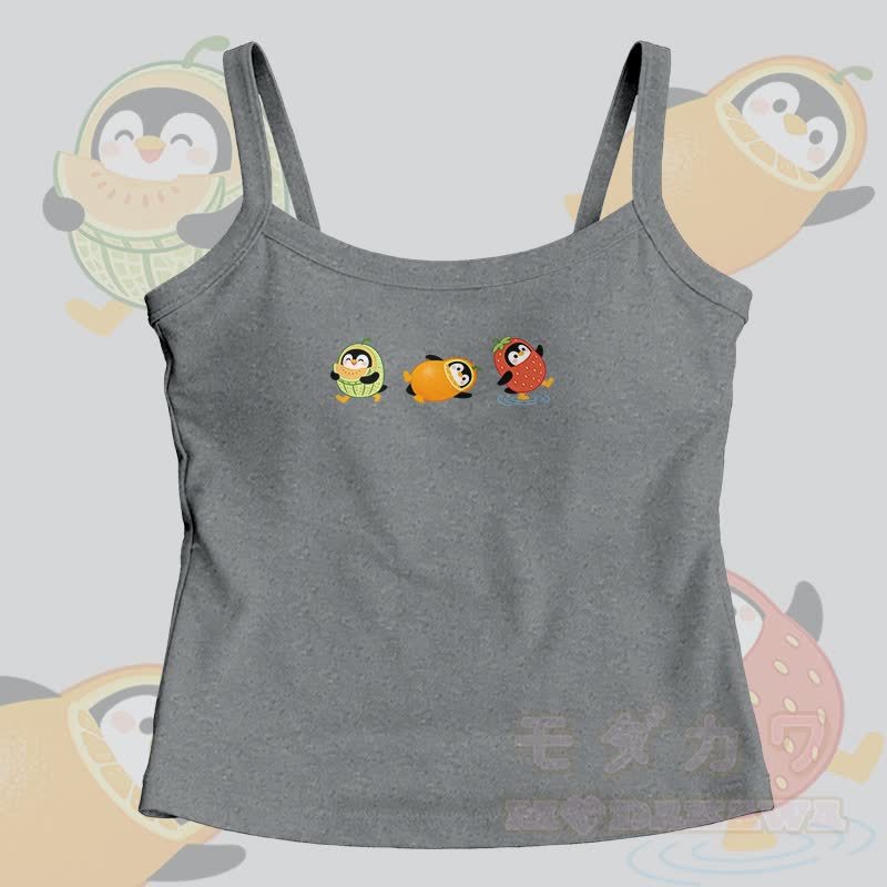 Modakawa Cami Top mit Fruchtpinguin-Grafik - Grau - One Size - image 3