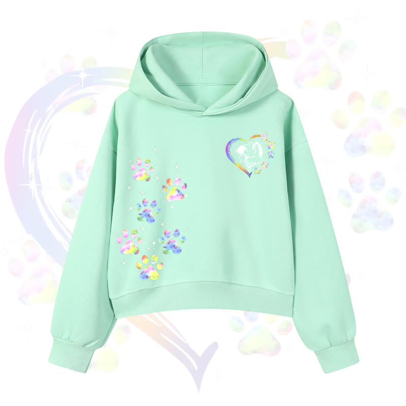 MODAKAWA X popipeko Kawaii Regenbogen-Hundepfotenabdruck Cropped Hoodie - Green - 3XL - image 5