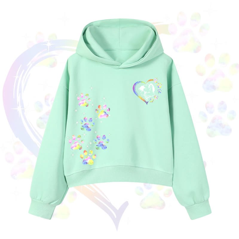 MODAKAWA X popipeko Kawaii Regenbogen-Hundepfotenabdruck Cropped Hoodie - Green - 3XL - image 5