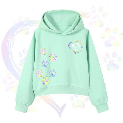 MODAKAWA X popipeko Kawaii Regenbogen-Hundepfotenabdruck Cropped Hoodie - Green - 3XL - image 5