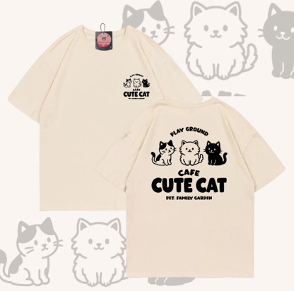 Modakawa T-Shirt mit niedlichem Katzenmotiv aus 100 % Baumwolle - Apricot - 5XL - image 6