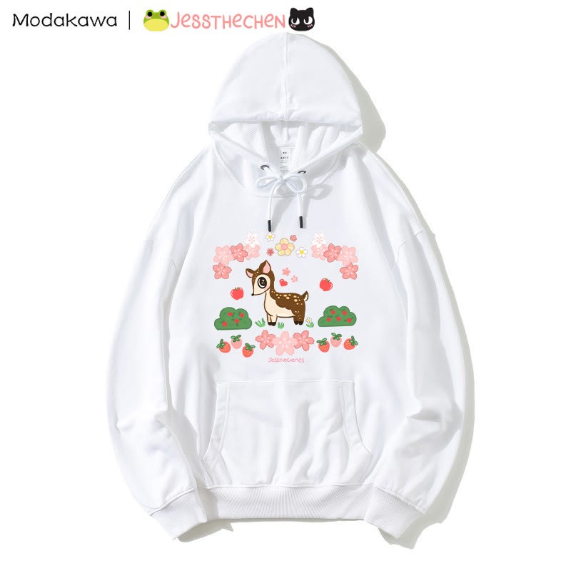 MODAKAWA X jessthechen – Lockerer Hoodie mit Baby-Hirsch-Print - White - 5XL - image 3