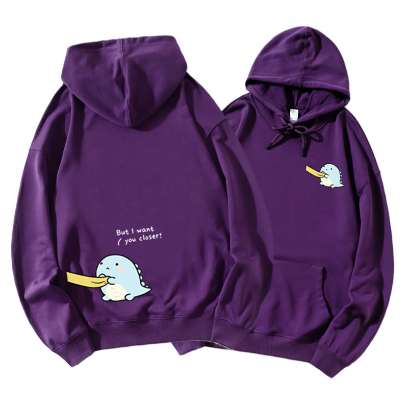 Passender Hoodie für Paare mit Dinosaurier-Grafik - Dark Purple B - 5XL - image 7