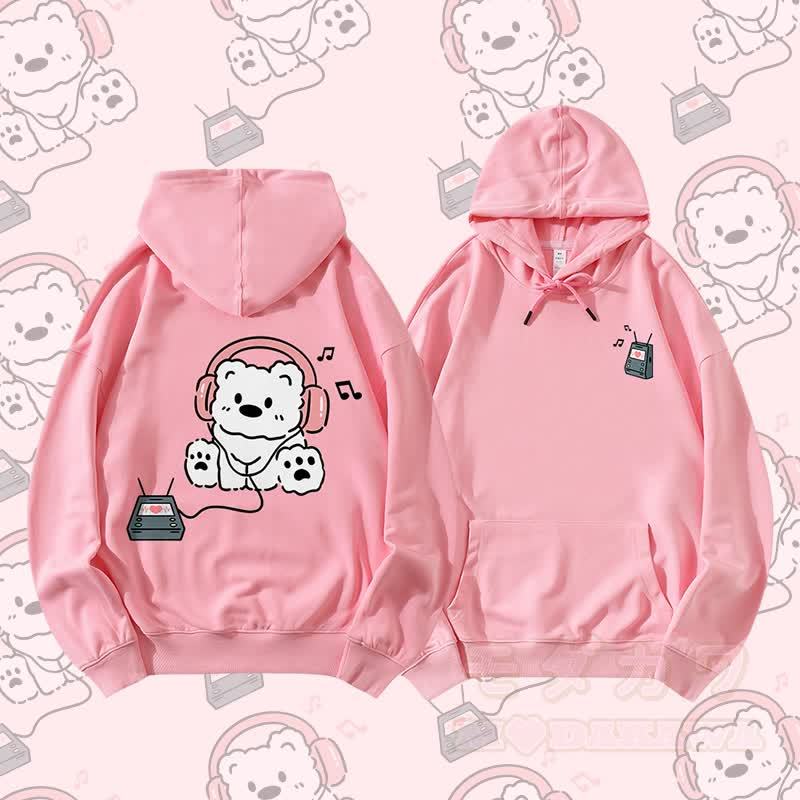 MODAKAWA Kopfhörer Bär Grafik Partner-Hoodie - Rosa - 5XL - image 5