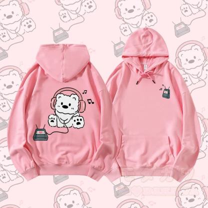 MODAKAWA Kopfhörer Bär Grafik Partner-Hoodie - Rosa - 5XL - image 5