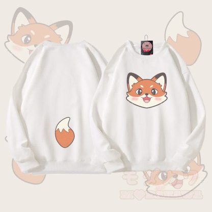 MODAKAWA Unisex-Sweatshirt mit Fuchskopf- und Schwanzmotiv - Weiß - 5XL - image 4