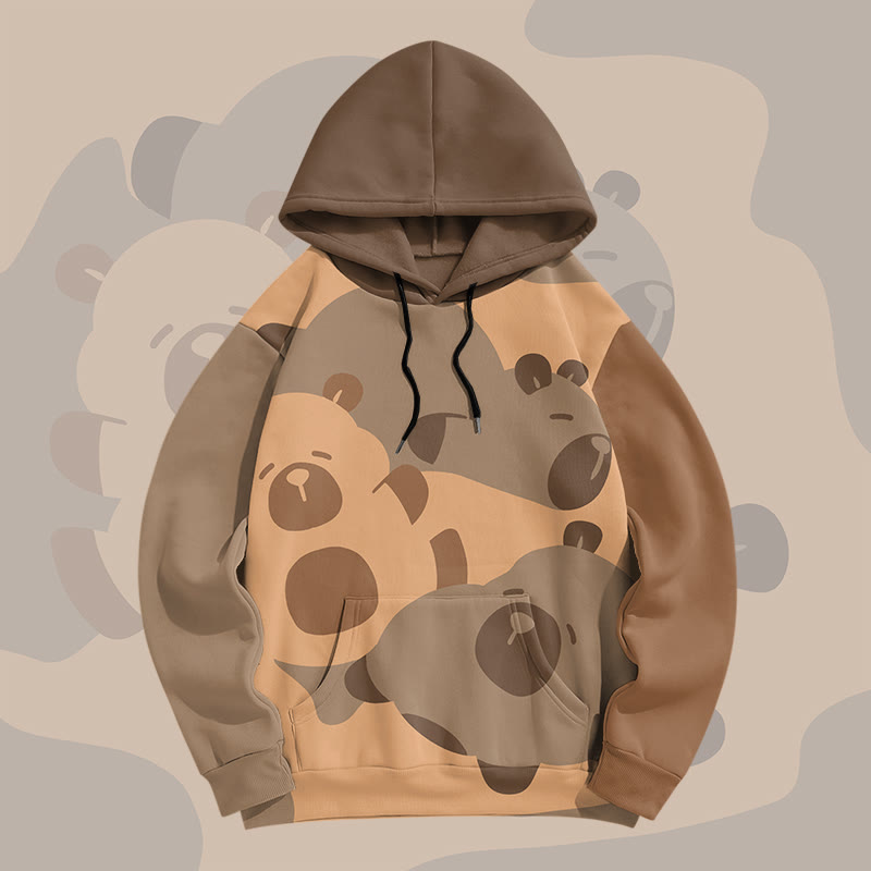 MODAKAWA Farben Block Capybara Graphic All Over Print Pullover Hoodie - Brown - 8XL - image 2