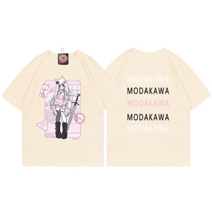MODAKAWA X airii.exe T-Shirt mit Buchstabendruck „Kitty Girl“ aus 100 % Baumwolle - Apricot - 5XL - image 7