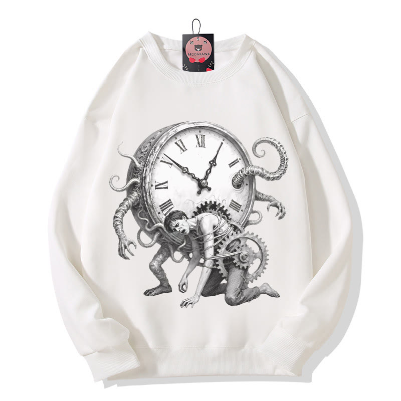 Chains Of Time Grafik-Sweatshirt mit Rundhalsausschnitt - White - 5XL - image 4