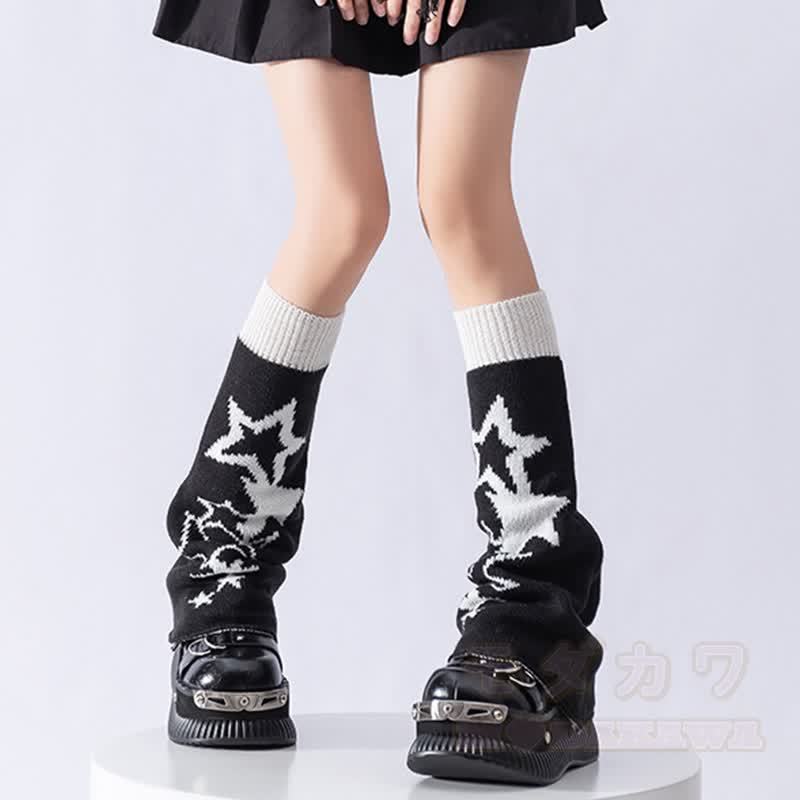 Wende-Beinwärmer aus Strick mit Katzenblumenmuster - Stern B - Einheitsgröße - image 3