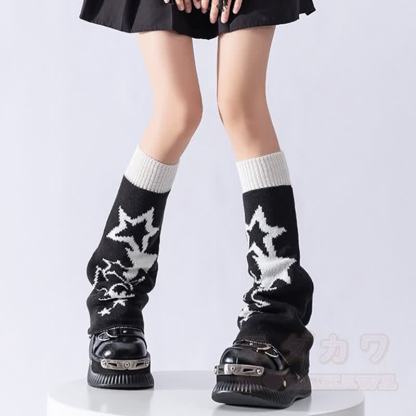 Wende-Beinwärmer aus Strick mit Katzenblumenmuster - Stern B - Einheitsgröße - image 3